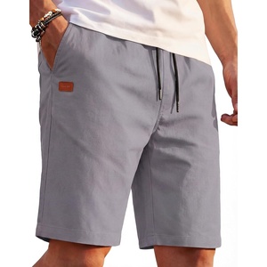 image:imageCOOFANDY Mens Casual Shorts 9 Cotton Drawstring Elastic Waist Lightweight Summer Beach Shorts with PocketsLight Grey