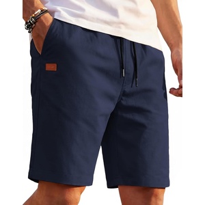 image:imageCOOFANDY Mens Casual Shorts 9 Cotton Drawstring Elastic Waist Lightweight Summer Beach Shorts with PocketsNavy Blue