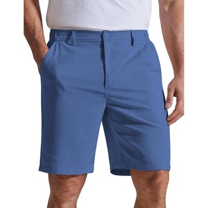 image:imageCOOFANDY Mens Casual Shorts 9 Flat Front Elastic Waist Linen Dress Shorts Lightweight Summer Outfits with PocketsBlue