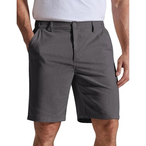 image:imageCOOFANDY Mens Casual Shorts 9 Flat Front Elastic Waist Linen Dress Shorts Lightweight Summer Outfits with PocketsDark Gray