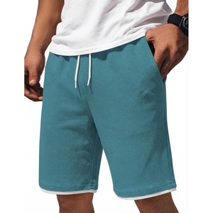 image:imageCOOFANDY Mens Casual Shorts Cotton Drawstring 79 inch Waffle Shorts Stretch Elastic Waist Summer Beach Lounge Sweat ShortsLake Blue