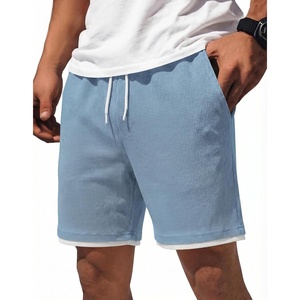 image:imageCOOFANDY Mens Casual Shorts Cotton Drawstring 79 inch Waffle Shorts Stretch Elastic Waist Summer Beach Lounge Sweat ShortsLight Blue
