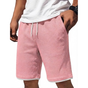image:imageCOOFANDY Mens Casual Shorts Cotton Drawstring 79 inch Waffle Shorts Stretch Elastic Waist Summer Beach Lounge Sweat ShortsPink