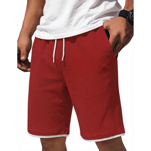 image:imageCOOFANDY Mens Casual Shorts Cotton Drawstring 79 inch Waffle Shorts Stretch Elastic Waist Summer Beach Lounge Sweat ShortsRed