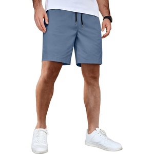 image:imageCOOFANDY Mens Casual Shorts Cotton Elastic Waist Drawstring Shorts Lightweight Summer Beach ShortsDenim Blue