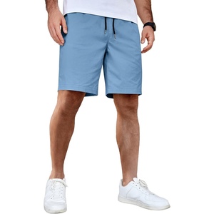image:imageCOOFANDY Mens Casual Shorts Cotton Elastic Waist Drawstring Shorts Lightweight Summer Beach ShortsLight Blue