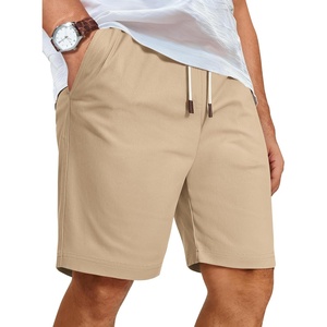 image:imageCOOFANDY Mens Casual Shorts Cotton Elastic Waist Shorts Drawstring Summer Beach ShortsDark Khaki