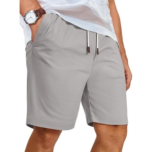 image:imageCOOFANDY Mens Casual Shorts Cotton Elastic Waist Shorts Drawstring Summer Beach ShortsLight Grey