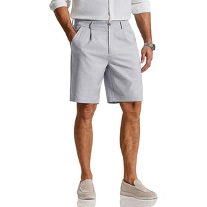 image:imageCOOFANDY Mens Casual Shorts Pleated Front 9 Linen Textured Dress ShortsLight Grey