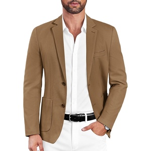 image:imageCOOFANDY Mens Casual Sport Coat Blazer Two Buttons Knit Lightweight Suit JacketsBrown