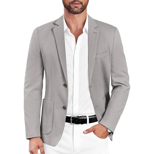 image:imageCOOFANDY Mens Casual Sport Coat Blazer Two Buttons Knit Lightweight Suit JacketsLight Grey