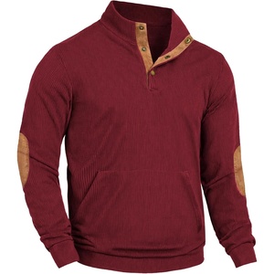 image:imageCOOFANDY Mens Corduroy Sweatshirt Long Sleeve Pullover Quarter Button Fall Sweat ShirtsWine Red