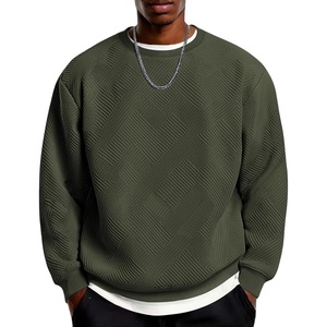 image:imageCOOFANDY Mens Crewneck Sweatshirts Geometric Texture Casual Long Sleeve Pullovers Solid Color Lightweight Pullover TopsArmy Green