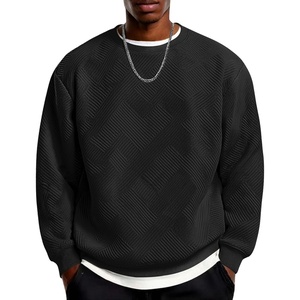 image:imageCOOFANDY Mens Crewneck Sweatshirts Geometric Texture Casual Long Sleeve Pullovers Solid Color Lightweight Pullover TopsBlack