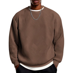 image:imageCOOFANDY Mens Crewneck Sweatshirts Geometric Texture Casual Long Sleeve Pullovers Solid Color Lightweight Pullover TopsBrown