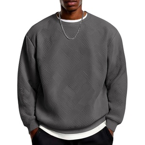 image:imageCOOFANDY Mens Crewneck Sweatshirts Geometric Texture Casual Long Sleeve Pullovers Solid Color Lightweight Pullover TopsDark Gray