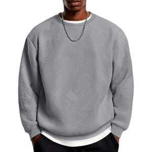 image:imageCOOFANDY Mens Crewneck Sweatshirts Geometric Texture Casual Long Sleeve Pullovers Solid Color Lightweight Pullover TopsLight Gray