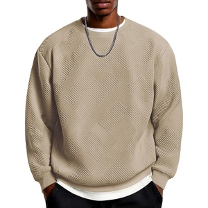 image:imageCOOFANDY Mens Crewneck Sweatshirts Geometric Texture Casual Long Sleeve Pullovers Solid Color Lightweight Pullover TopsLight Khaki