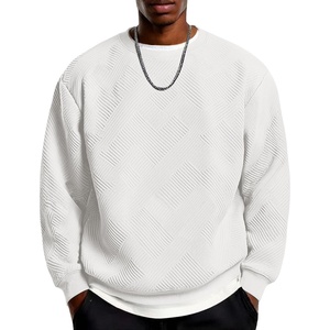 image:imageCOOFANDY Mens Crewneck Sweatshirts Geometric Texture Casual Long Sleeve Pullovers Solid Color Lightweight Pullover TopsWhite