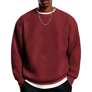 image:imageCOOFANDY Mens Crewneck Sweatshirts Geometric Texture Casual Long Sleeve Pullovers Solid Color Lightweight Pullover TopsWine Red