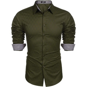 image:imageCOOFANDY Mens Dress Shirt Long Sleeve Casual Button Down Shirt Wrinkle Free Formal Business ShirtsArmy Green
