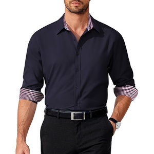 image:imageCOOFANDY Mens Dress Shirt Long Sleeve Casual Button Down Shirt Wrinkle Free Formal Business ShirtsNavy Blue Solid 2
