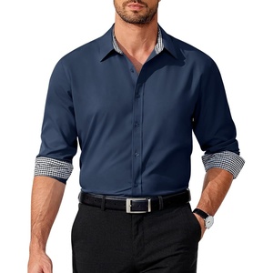 image:imageCOOFANDY Mens Dress Shirt Long Sleeve Casual Button Down Shirt Wrinkle Free Formal Business ShirtsNavy Blue Solid