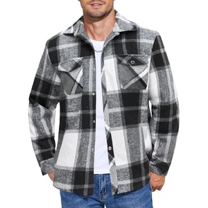image:imageCOOFANDY Mens Flannel Shirt Jacket Casual Button Down Plaid Shirt Jackets Warm Lined Sherpa Shacket with PocketsBlack
