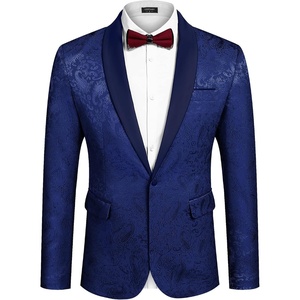 image:imageCOOFANDY Mens Floral Tuxedo Jacket Paisley Shawl Lapel Stylish Suit Blazer Jacket for Wedding Dinner Party PromNave Blue
