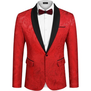 image:imageCOOFANDY Mens Floral Tuxedo Jacket Paisley Shawl Lapel Stylish Suit Blazer Jacket for Wedding Dinner Party PromRed