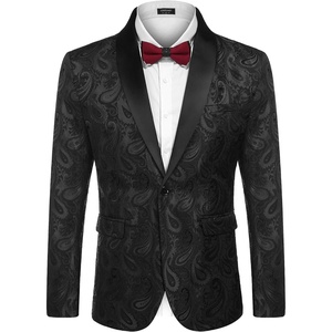 image:imageCOOFANDY Mens Floral Tuxedo Jacket Paisley Shawl Lapel Suit Blazer Jacket for DinnerPromWeddingBlack