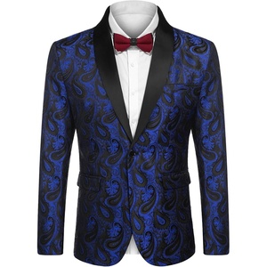 image:imageCOOFANDY Mens Floral Tuxedo Jacket Paisley Shawl Lapel Suit Blazer Jacket for DinnerPromWeddingBlue