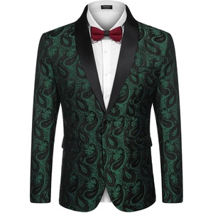 image:imageCOOFANDY Mens Floral Tuxedo Jacket Paisley Shawl Lapel Suit Blazer Jacket for DinnerPromWeddingChristmas Green