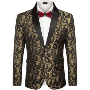 image:imageCOOFANDY Mens Floral Tuxedo Jacket Paisley Shawl Lapel Suit Blazer Jacket for DinnerPromWeddingGolden