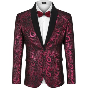 image:imageCOOFANDY Mens Floral Tuxedo Jacket Paisley Shawl Lapel Suit Blazer Jacket for DinnerPromWeddingPink