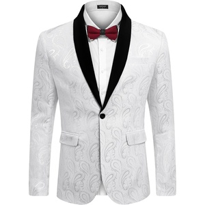 image:imageCOOFANDY Mens Floral Tuxedo Jacket Paisley Shawl Lapel Suit Blazer Jacket for DinnerPromWeddingWhite