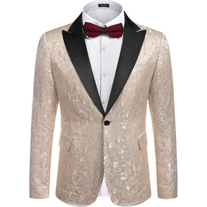 image:imageCOOFANDY Mens Floral Tuxedo One Button Luxury Shiny Blazer Dinner Party Prom Wedding Suit Jacket1  Golden