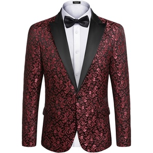 image:imageCOOFANDY Mens Floral Tuxedo One Button Luxury Shiny Blazer Dinner Party Prom Wedding Suit Jacket1  Red
