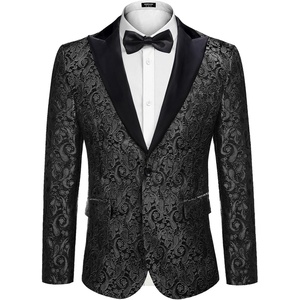 image:imageCOOFANDY Mens Floral Tuxedo One Button Luxury Shiny Blazer Dinner Party Prom Wedding Suit Jacket6  Black