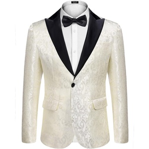 image:imageCOOFANDY Mens Floral Tuxedo One Button Luxury Shiny Blazer Dinner Party Prom Wedding Suit Jacket6  White