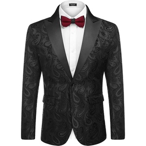 image:imageCOOFANDY Mens Floral Tuxedo One Button Luxury Shiny Blazer Dinner Party Prom Wedding Suit JacketBlack Paisley