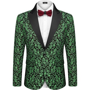 image:imageCOOFANDY Mens Floral Tuxedo One Button Luxury Shiny Blazer Dinner Party Prom Wedding Suit JacketGreen Floral