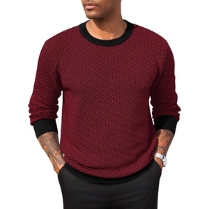 image:imageCOOFANDY Mens Knitted Dress Sweaters Casual Pullover Sweater Soft Long Sleeve Slim Fit Crewneck SweaterWine Red