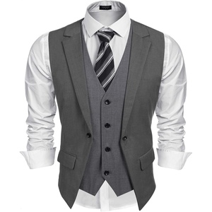 image:imageCOOFANDY Mens Layered Suit Vest Business Dress Vests Formal Wedding Waistcoat Slim FitDark Gray