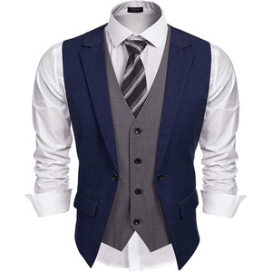 image:imageCOOFANDY Mens Layered Suit Vest Business Dress Vests Formal Wedding Waistcoat Slim FitNavy