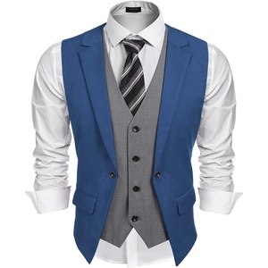 image:imageCOOFANDY Mens Layered Suit Vest Business Dress Vests Formal Wedding Waistcoat Slim FitRoyal Blue
