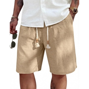 image:imageCOOFANDY Mens Linen Shorts Casual 9 7 Elastic Waist Drawstring Summer Beach Shorts1 Dark Khaki