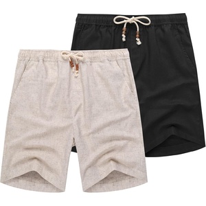 image:imageCOOFANDY Mens Linen Shorts Casual 9 7 Elastic Waist Drawstring Summer Beach Shorts2 Black Khaki