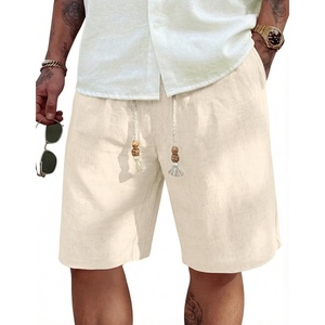image:imageCOOFANDY Mens Linen Shorts Casual 9 7 Elastic Waist Drawstring Summer Beach ShortsBeige
