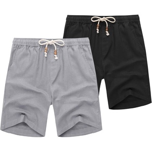 image:imageCOOFANDY Mens Linen Shorts Casual 9 7 Elastic Waist Drawstring Summer Beach ShortsBlack  Light Grey